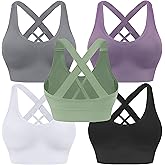 Evercute Sports Bra for Women Padded Medium Support Criss Cross Strappy Bras Seamless High Impact Yoga Exercise Athletic Bras