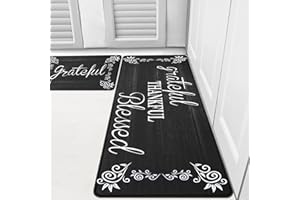 HEBE Anti Fatigue Kitchen Mats for Floor 2 Piece Set Non Slip Farmhouse Kitchen Rug Set Waterproof Cushioned Kitchen Rugs and Mats Comfort Standing Desk Mat for Office,Home,Laundry Room