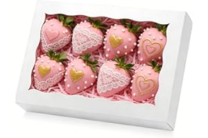 XINHPKGG 50pcs Cookie Boxes with window 8x5x2 Inch Bakery Boxes Treat Box Dessert Box for Chocolate Covered Strawberries Maca