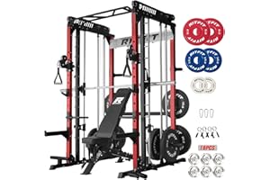 RitFit M1 & M1 Pro Smith Machine with Cable Crossover System, Multi-Function Squat Rack Power Cage for Home Gym, Power Rack and Packages