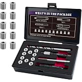 SENNMONN M6X1.0 Thread Repair Kit with 9.4mm Insert, HSS Drill, Tap, Installation Driver, Counterbore, Solid Stainless Steel Insert M6X1.0X9.4mmX10 PCS