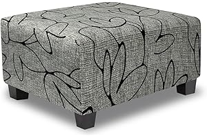 TOPHMDECOR Ottoman Cover Rectangle Printed,Stretch Footstool Slipcover with Elastic Bottom,Soft Fabric Protector for Rectangular Ottoman in Living Room or Bedroom,Medium,Lotus