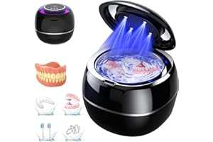 Denture Dome Ultrasonic Retainer Cleaner, Denture Dome 45khz Dental Pod Cleaner, UV Dental Retainer Cleaner Machine with Digital Timer for Night Guards, Braces, Aligner, Toothbrush, Jewelry and More