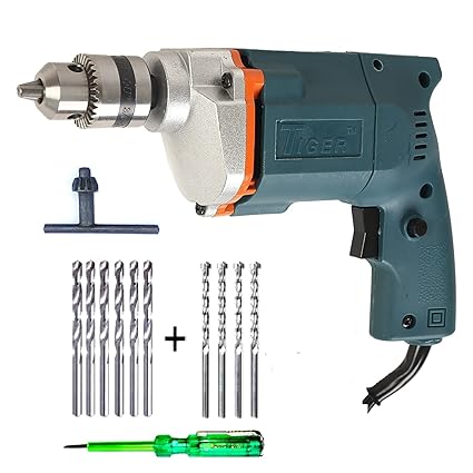 Tiger 10mm Drill machine with Line Tester, 6 HSS and 4 Masonry Bit