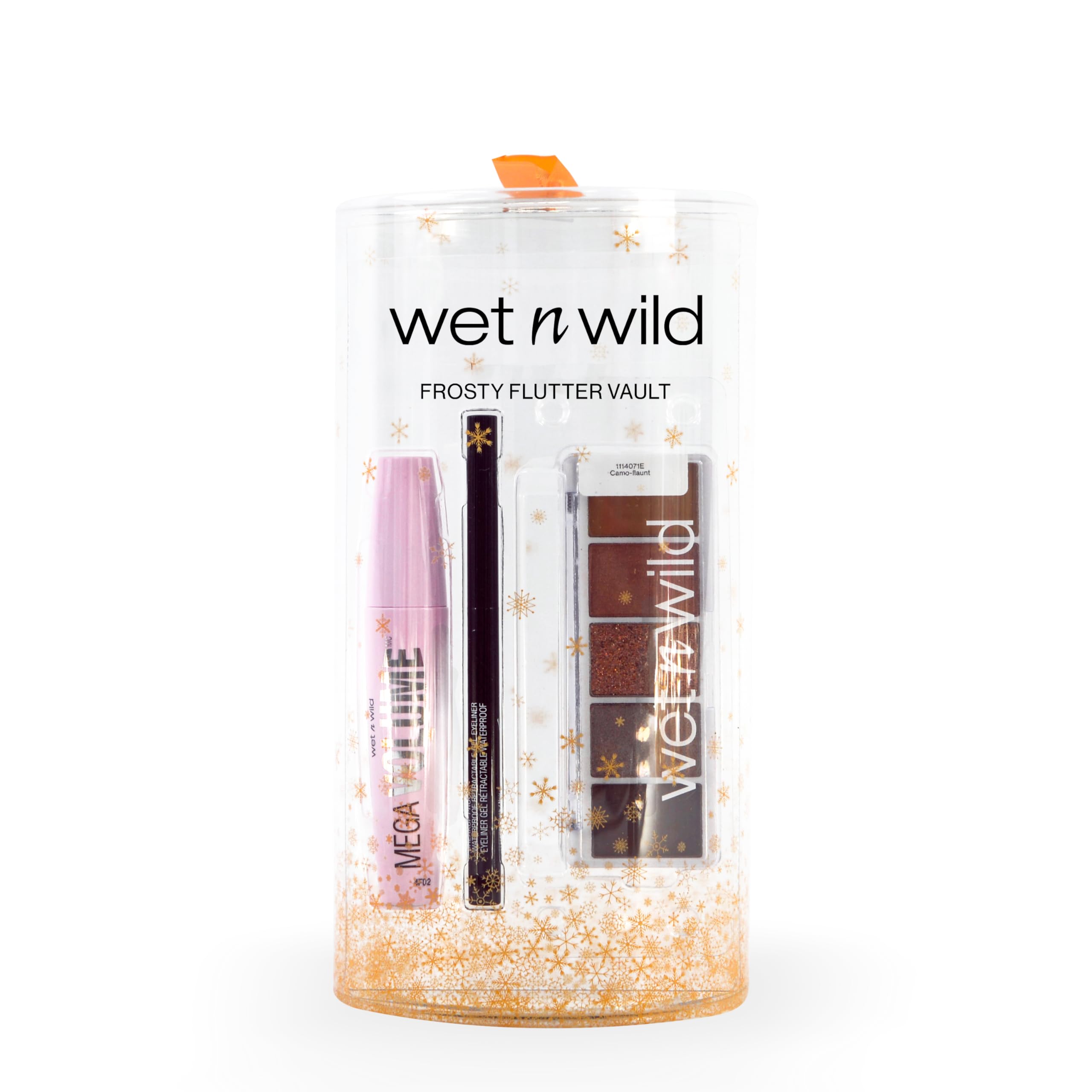 Wet n Wild Frosty Flutter Vault, 12-Piece Makeup Set with Mega Volume Black Mascara, Black Eyeliner Pen and 2 Eyeshadow Palettes, Long-Lasting and Easy to Blend Formula, Makeup Gift Set