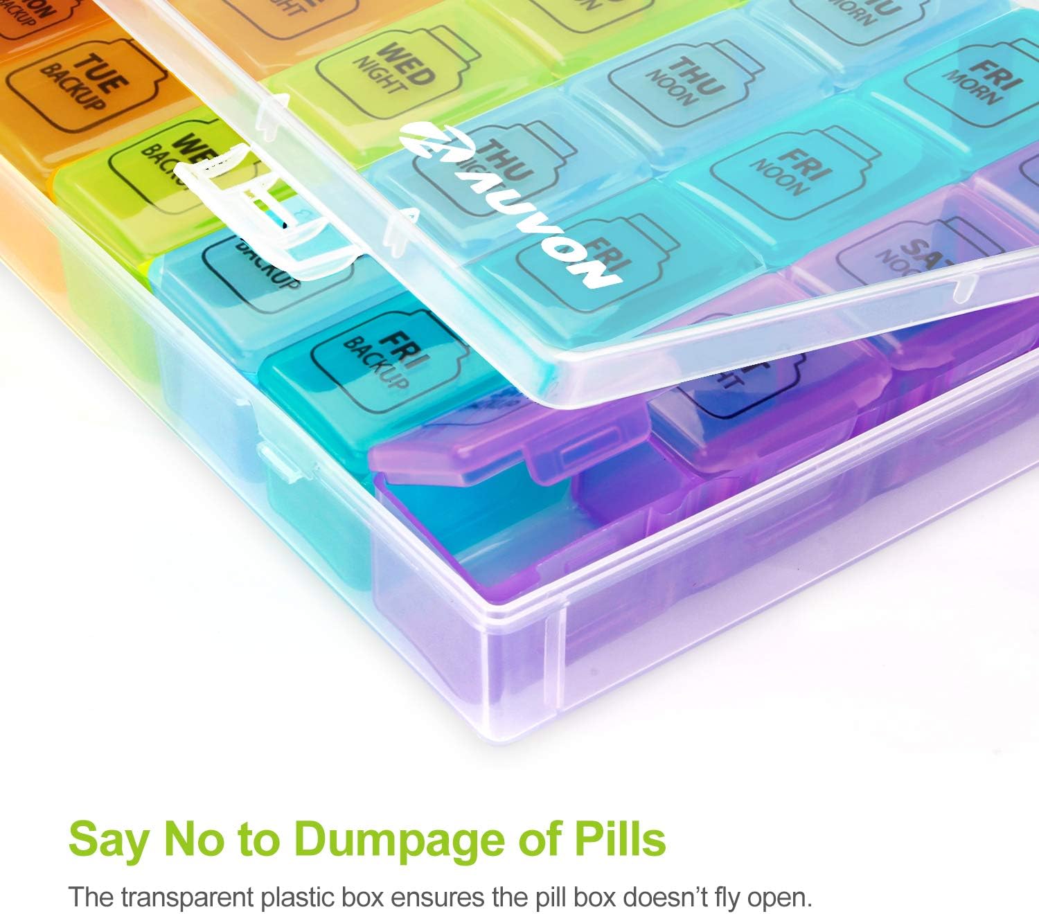 AUVON iMedassist Monster Weekly Pill Organizer, 2nd Gen Extra Large Pill Box Case (7-Day / 4-Times-A-Day) with Huge Compartments to Hold Plenty of Fish Oils, Vitamins,Supplement and Medication (XL): Health & Personal Care