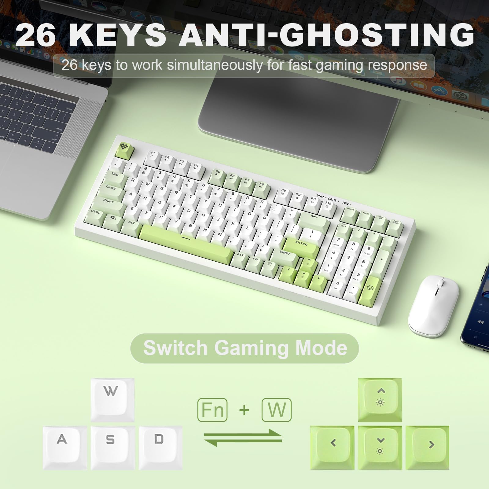 Mua YUNZII D98 Gaming Keyboard, RGB Backlit Quite Keyboard for Office ...