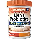 NewRhythm Probiotics for Men, with Prebiotics, Selenium, Digestive Enzymes, Akkermansia Muciniphila, Cranberry Extract, 150 Billion CFU, 60 Vegan Caps