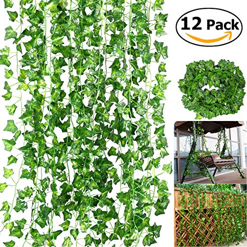 80 Inch 12 Pack Artificial Ivy Leaves Garland Plants Vine Hanging Fake Plant for Wedding Party Garden Wall Home Decor