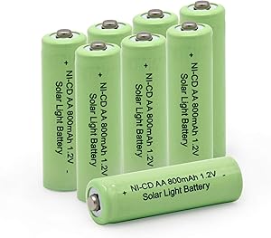 QBLPOWER AA Double A 1.2V 800mAh Ni-CD Rechargeable Battery Cell for Garden Solar Light Lamp(8 PCS)