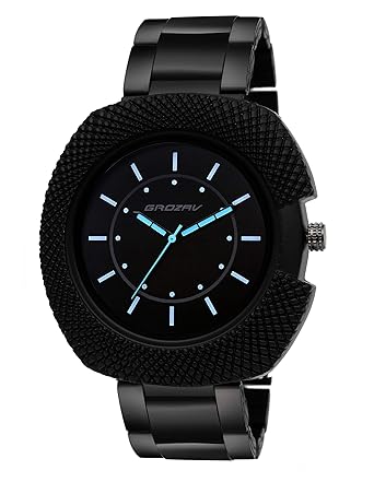 Black Analog Black Case Dial with Black Metal Strap Mens Watch_910603BK_C_2BK