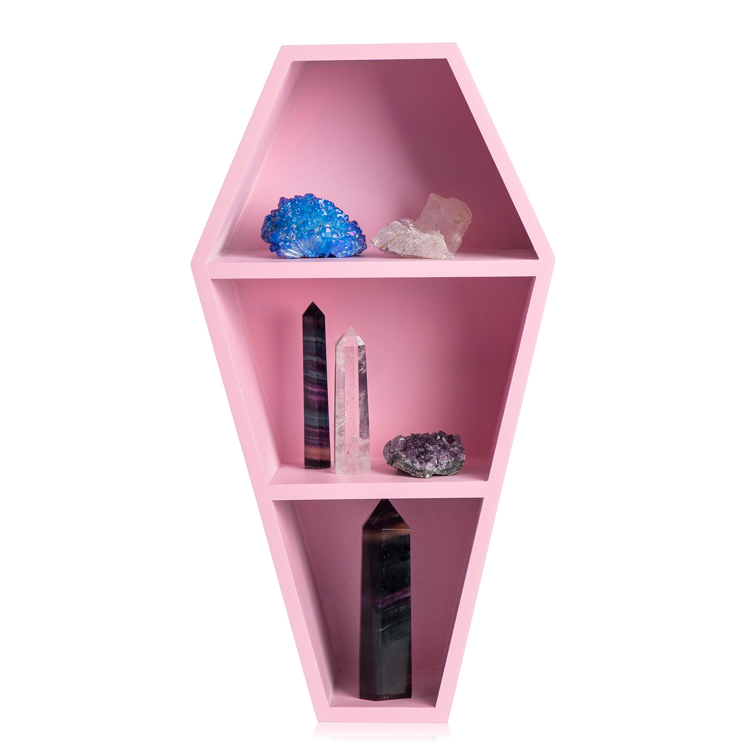 Photo 1 of MANNY'S MYSTERIOUS ODDITIES Coffin Shelf - Spooky Gothic Decor for The Home - Pink Hanging Wooden Shelf for Wall or Table Top - 14 Inches Tall by 7 Inches Wide