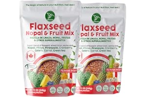 Colibreeco, Ground Flaxseed & Fruit Mix, Pineapple & Nopal Flavor, 12 Oz (Pack of 2), Ground Flax Seeds, High in Natural Fiber & Omega-3, Plant-Based Nutrition, Vegan & Gluten-Free, Perfect For Smoothies, Baking & Toppings - Linaza Natural.
