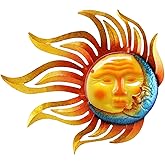 Metal Sun Wall Decor Outdoor Garden Fence Art Sun Moon Wall Art Hanging Lndoor Living Room Yard Home Wall Sculpture