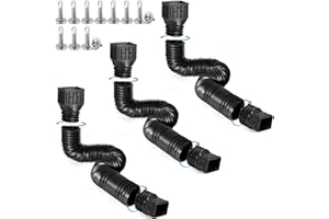 RODNSURW 3 pack Flexible Rain Gutter Downspout Extensions,Drain Downspout Extender,Gutter Extension Flexible,Down Spout Drain Extension Pipes,Extendable from 21 to 60 Inches (3pcs black)