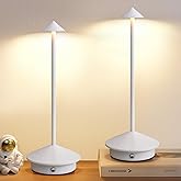 NEWSEE Modern Cordless Table Lamp Set of 2, White Portable LED Desk Lamps | 5000mAh, Rechargeable, Battery Operated Lighting for Bedroom, Dining Room, Restaurant, Coffee Shop, Camping, Night Light