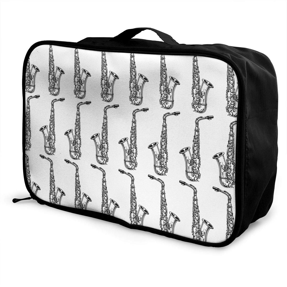 YueLJB Saxophone Art Pattern Lightweight Large Capacity Portable Luggage Bag Travel Duffel Bag Storage Carry Luggage Duffle Tote Bag