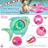 COSORO Newborn Baby Swimming Float 3-12 Months Blue Shark Sun Canopy view 3
