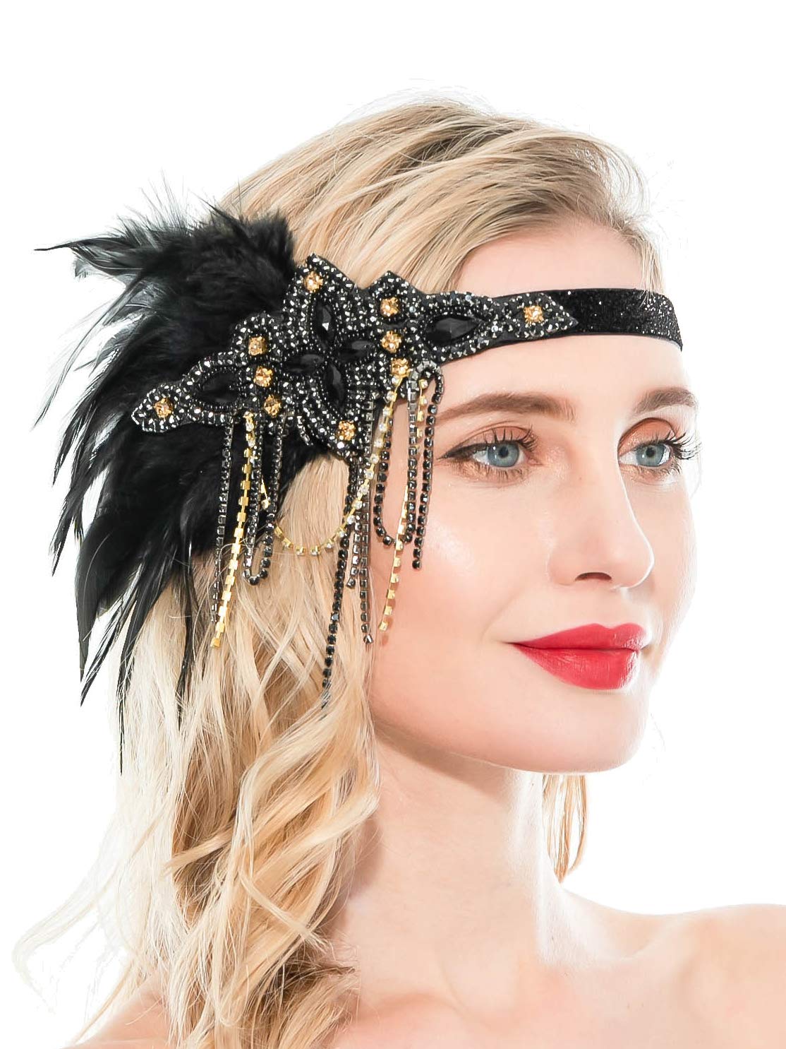 Zivyes 1920s Flapper Headband Roaring 20s Accessories Wedding