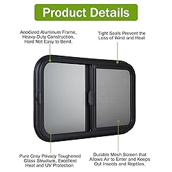 AlloTemlass Horizontal RV Window, 24" W x 15" H
