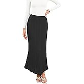 Herou Women Fall Elastic Waist Lace Maxi Skirt Elegant Knitted Eyelet Mermaid Skirt for Women with Underneath