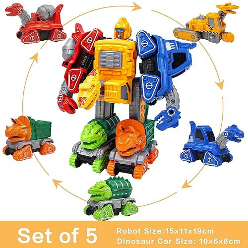 TOYMAKER Dinosaur Transformer Robot Cars Toys for Boys in