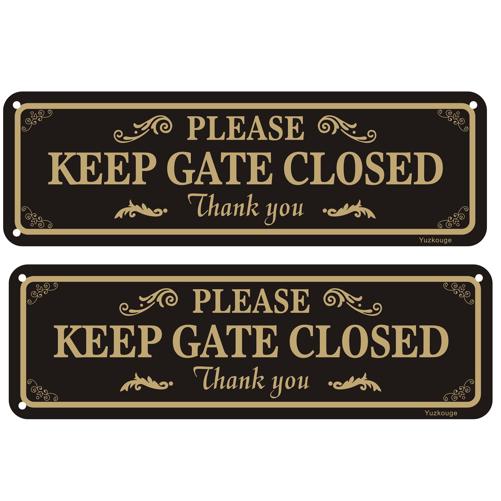 Yuzkouge Please Keep Gate Closed Sign - 2 Pack, 10” x 3” Rust Free Aluminum Yard Sign, Weatherproof, Fade Resistant, Easy Mounting.