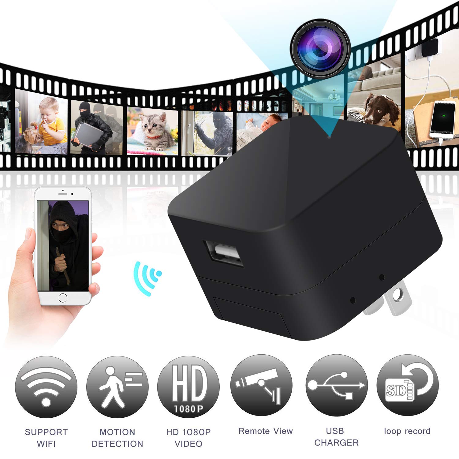 Best Hd 1080P Hidden Camera Usb Wall Charger Adapter Video Recorder Home Security