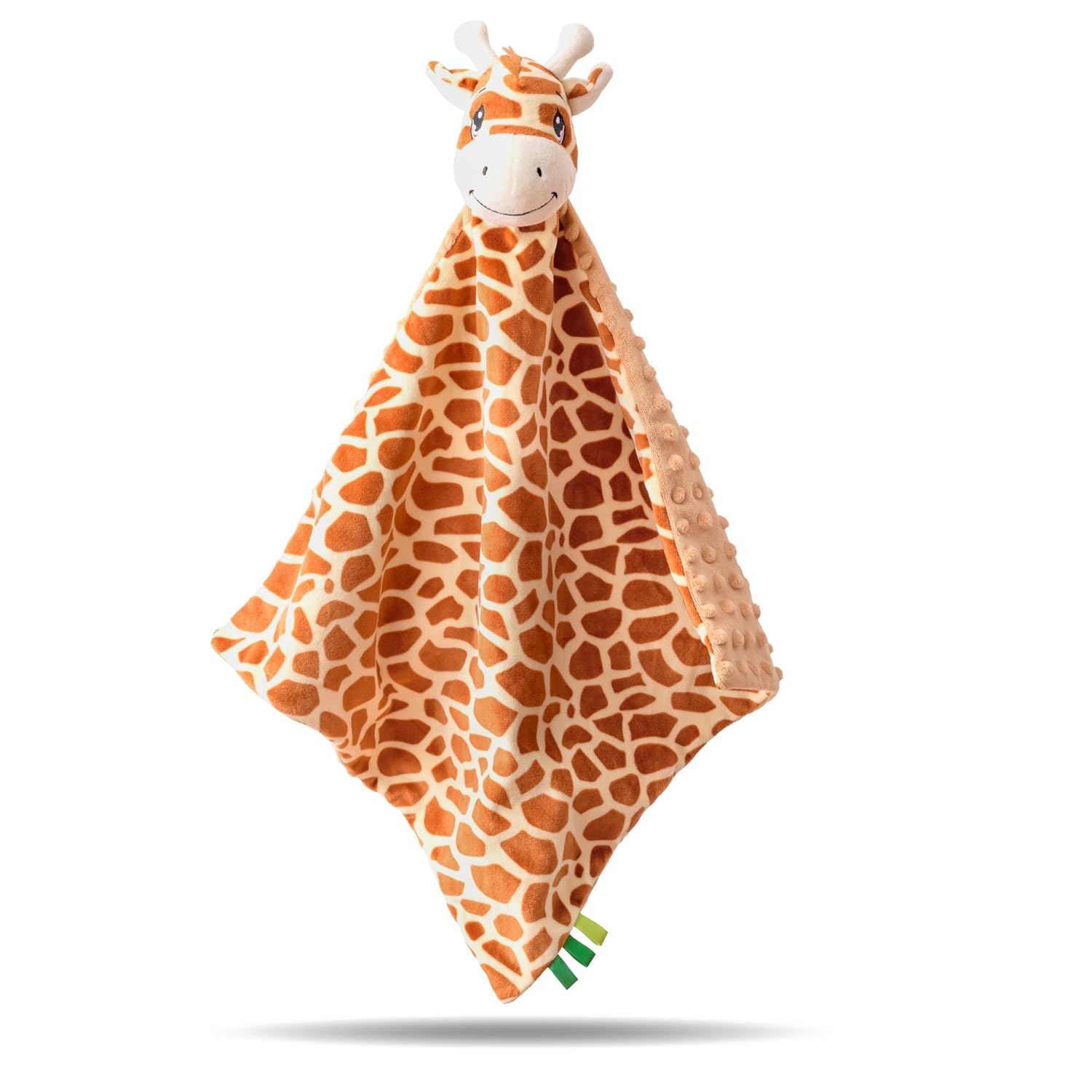 Weenizz Loveys for Babies with Pacifier Clip - Unique Super Fluffy Giraffe Soother Blanket Baby Security - Gentle on Skin,Helps Calm Kids to Sleep for Infants, Newborn, Christmas