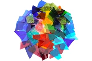 LITMIND 2.2LB Transparent Mixed-Color Stained Glass Scraps - Irregular Mosaic Fragments & Broken Pieces for DIY Art Projects, Stained Glass Crafts - Assorted Shapes (Mosaic Supplies)