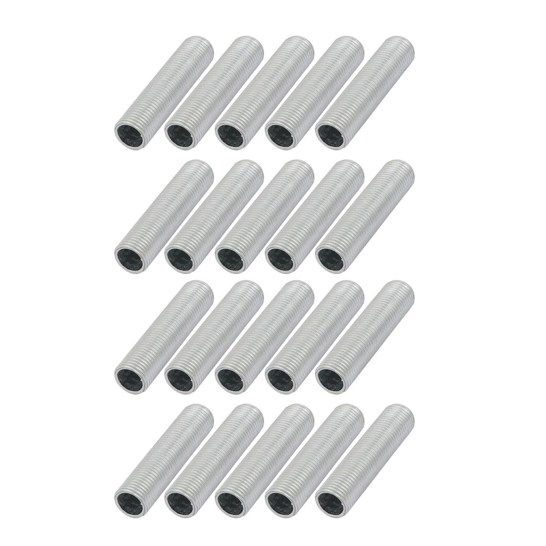 Sourcingmap Lamp Pipe Nipple, M10 Thread 40mm Length Hollow Lamps Repair Part Hardware for Lamp Lights, Zinc Plated Silver Tone, Pack of 20