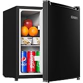 EUHOMY 1.7 Cu.Ft Mini Fridge, Reversible Door Compact Refrigerator, Black | LED Light, 32&deg;F to 50&deg;F, Compressor Cooling, 38 dB, Adjustable Shelves, Reversible Door, Bedroom Use, Dorm Use