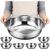 TREEHAC 6 Pcs Stainless Steel Mixing Bowls Large for Salad, 13 Inch 7 Qt | Mirror Finish, Deep Edge and Flat Base, Ideal for 