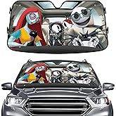 GENANY Horror Nightmare Skellington Windshield Sun Shade for Car SUV Truck (55x30 inches), Sun Shade Windshield, Shades for Front Windows, Protector Blocks UV, Christmas Car Decor