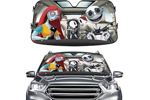 GENANY Horror Nightmare Skellington Windshield Sun Shade for Car SUV Truck (55x30 inches), Sun Shade Windshield, Shades for Front Windows, Protector Blocks UV, Christmas Car Decor