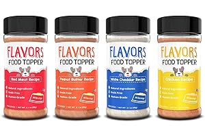 BEAUMONT BASICS Flavors Food Topper for Dogs - All 4 Recipes Gift Pack - Natural, Grain Free - Perfect Seasoning, Gravy, and Kibble Sprinkle for Picky Dog- 3.1oz Bottles
