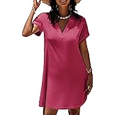 AI'MAGE Women's Beach Swimsuit Coverup V Neck Short Sleeve Cover Up Swimwear Bikini T-Shirt Dress with Pockets