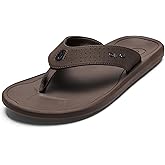 OLUKAI Ki'i Men's Beach Sandals, Quick-Dry Flip-Flop Slides, Water Resistant & Lightweight, Compression Molded Footbed & Ultra-Soft Comfort Fit