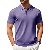 COOFANDY Mens Knit Polo Shirts Casual Short Sleeve Button Down Polo Shirt Classic Golf Shirts