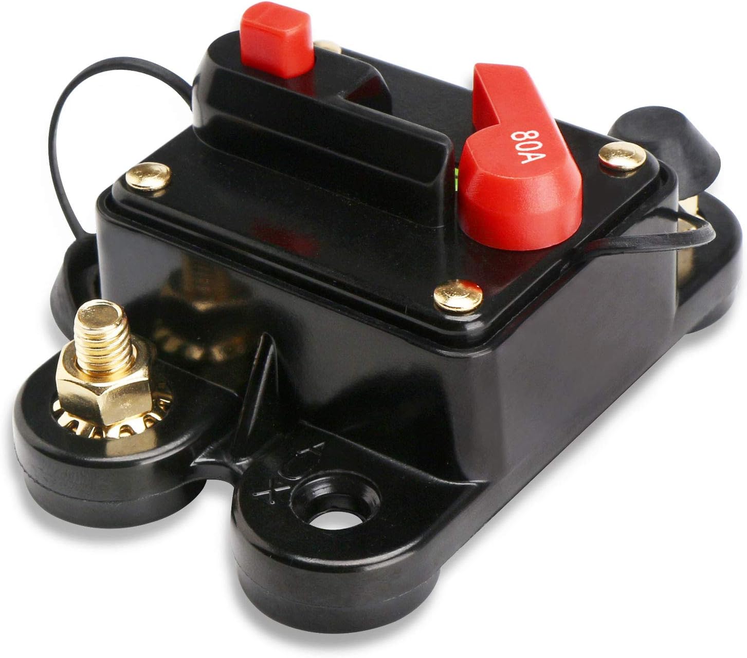 80 Amp Fuse, DROK DC 24V 80A Manual Reset Circuit Breaker Trolling Motor Auto Car Marine Boat Audio Stereo Video Inline Fuse Inverter Power Surge Current Overload Protector: Home Improvement