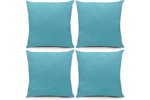 CDWERD 4 Pack Outdoor Waterproof Throw Pillow Covers Patio Balcony Waterproof 18 x 18 Inches Square Pillow Cases for Christmas Garden Cushion Couch Bed and Sofa (Blue)
