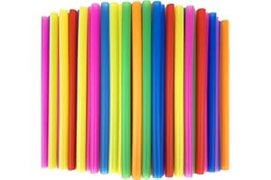KTOJOY Assorted Bright Colors Jumbo Plastic Smoothie Straws, Colorful Disposable Wide mouthed Large Straw (100 Count)