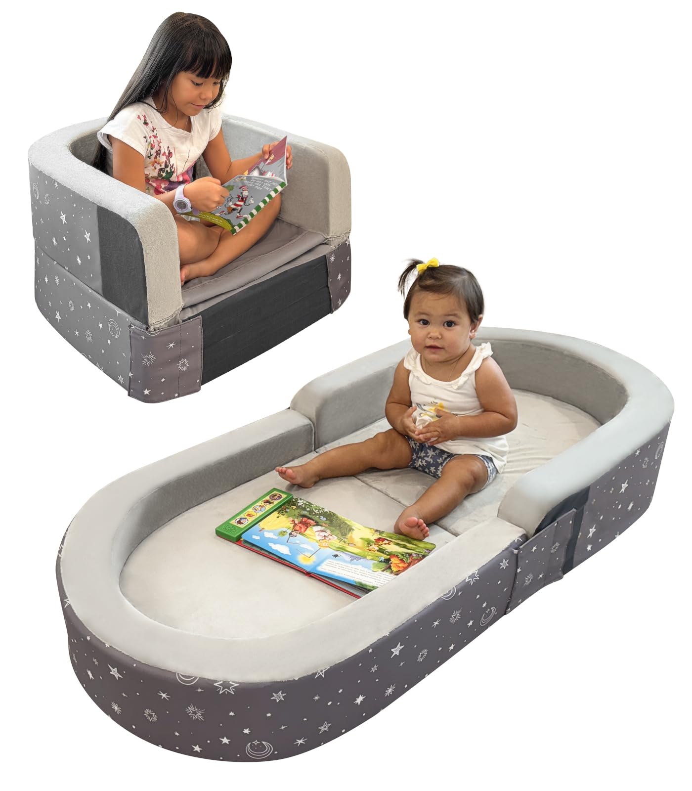 Photo 1 of RONBEI Toddler Travel Bed, Poldable Toddler Kids Travel Beds Sofa Chair with Washable Cover
