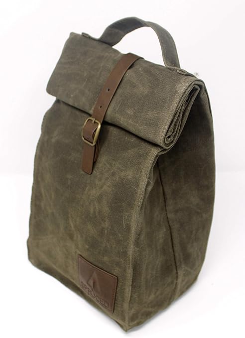waxed canvas lunch bag with handle