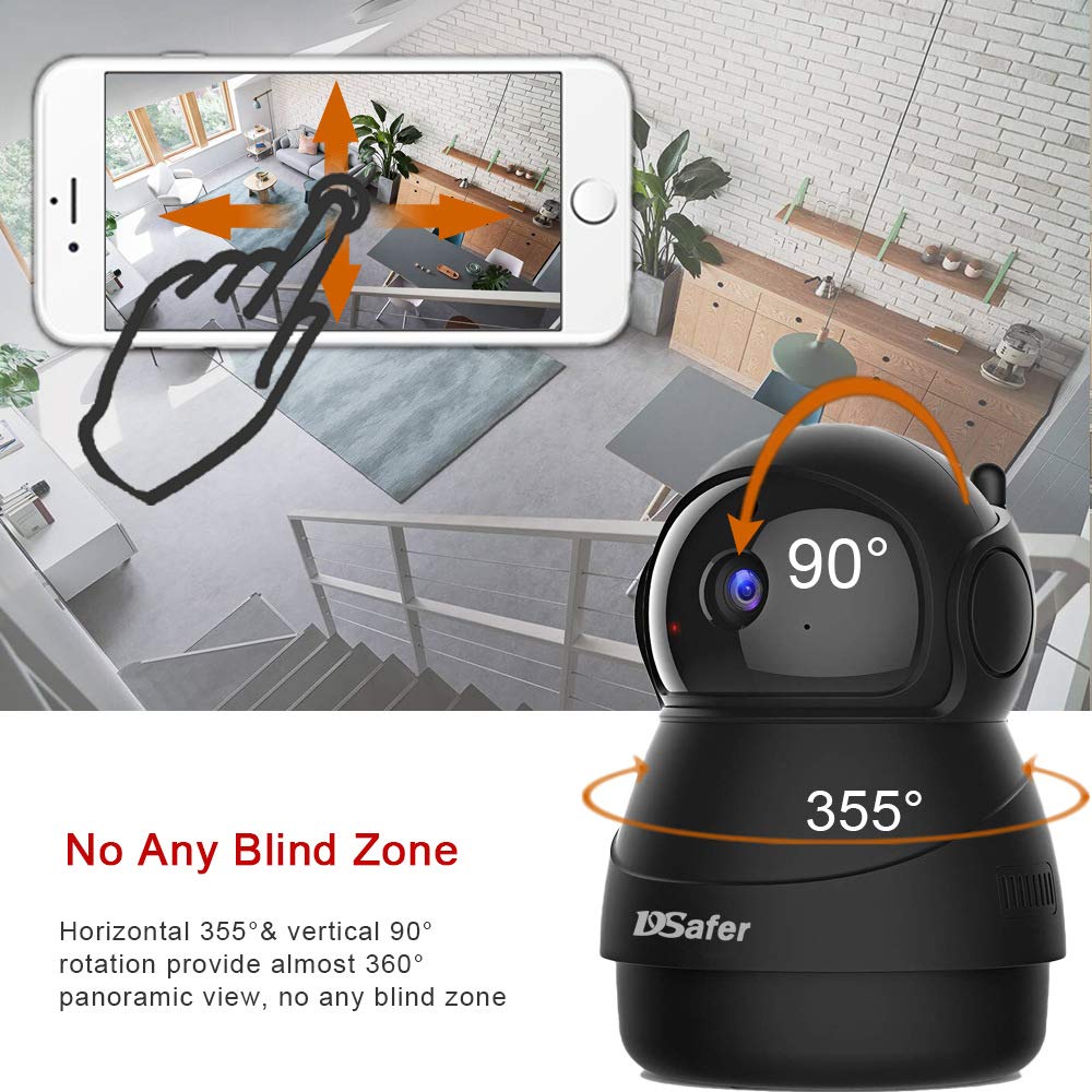Pet Camera, WiFi Camera with 2 Way Audio, 2.4ghz 1080P HD Indoor WiFi IP Cameras for Home Security, Night Vision Wireless Camera with Motion Detection for Dogs Baby from DSafer, Black