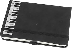 Healeved A6 Piano Music Writing Notebook with Pu Cover, Black Hardcover Music Sheet Journal for Students