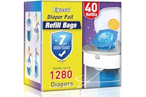 EYSSU Diaper Pail Refill Bags 40 Pack, Compatible with Arm&Hammer Disposal System, Diaper Bags with Upgraded Odor Lock, Seal and Toss Diaper Pail Refills, Holds up to 1280 Baby Diapers