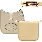 Ovignee Hermes Evelyne 16/29/33 Bag Organizer Insert with Zipper, Nylon Inner Liner, 3 Compartments, Beige