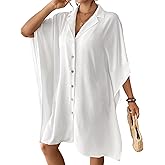 Bsubseach Swimsuit Coverup for Women Lapel Collar Bathing Suit Cover Up for Swimwear Button Down Beach Shirt Dresses