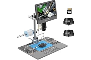 LM249MS Plus 3 Lens 10.1" HDMI Digital Microscope for Adults 2000X, Soldering Microscope Station for Electronics Repair, 13" 